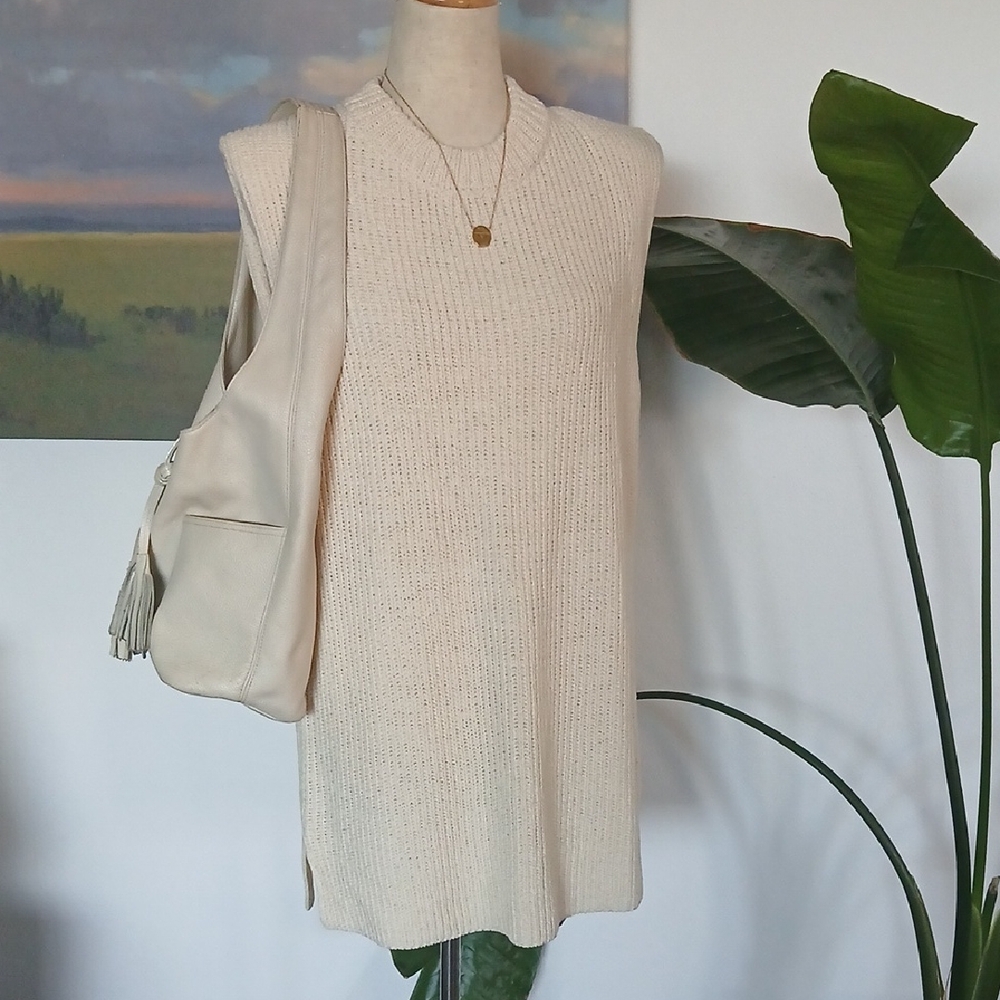 Mable Cream Sleeveless Knit Tunic - Mini Dress M